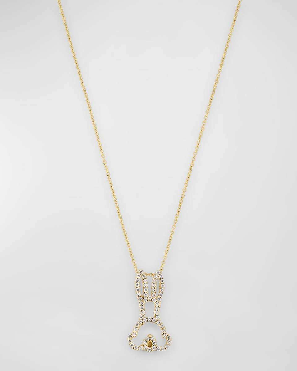 18K Yellow Gold Tiny Treasures Diamond Bunny Pendant Necklace